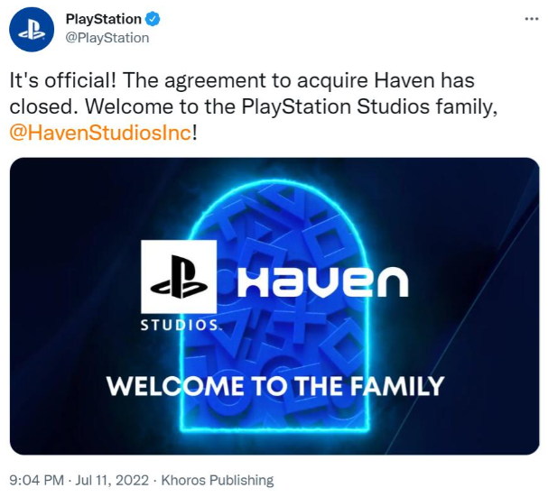 索尼收购Haven工作室  正开发全新IP的3A多人游戏